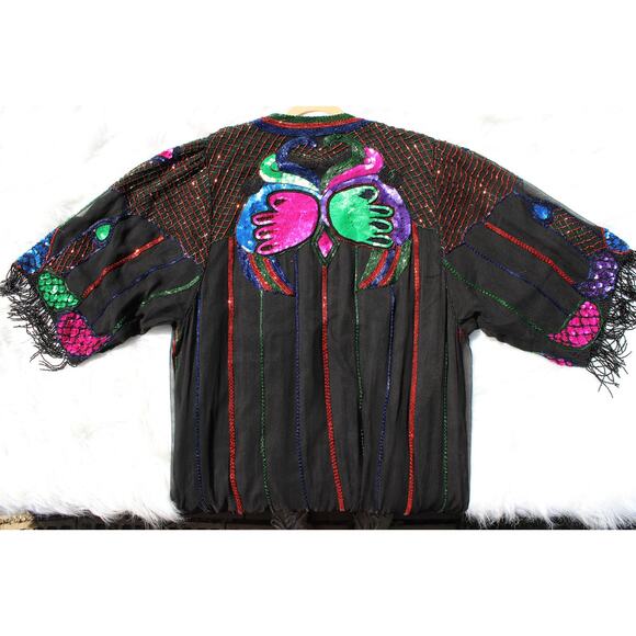 Sparkling Exclusive Vintage Silk Sequin and Beaded Duster Opera Robe Special - Picture 10 of 13
